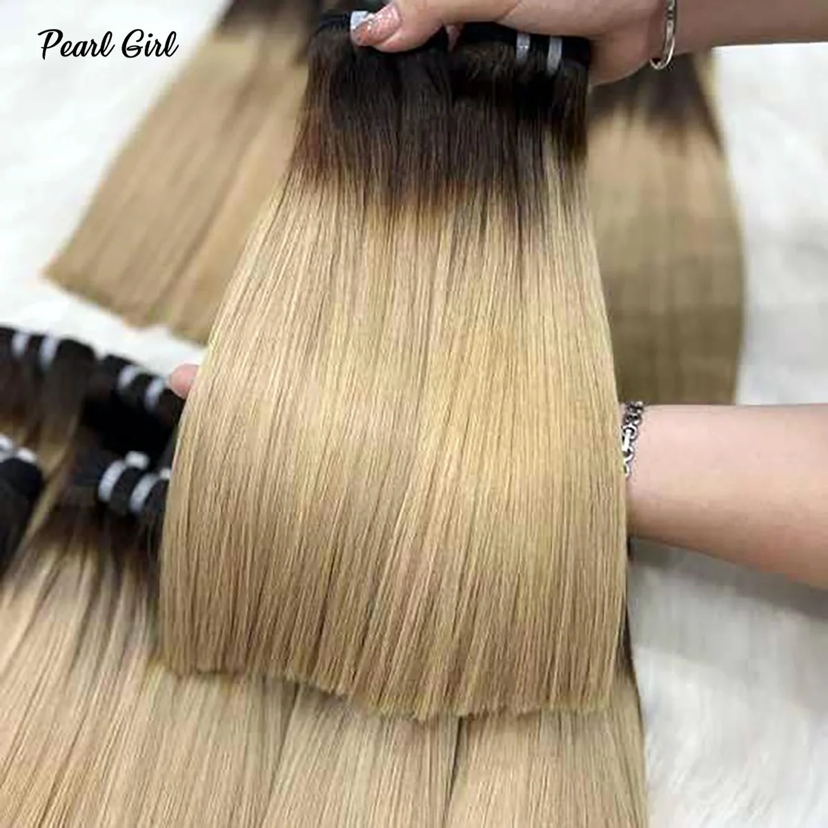 Paquete de Color rubio degradado liso de hueso vietnamita súper doble dibujado, 1 unidad, 100g, 100% cabello humano 13x6, 13x4, cierre Frontal 4x4 5x5