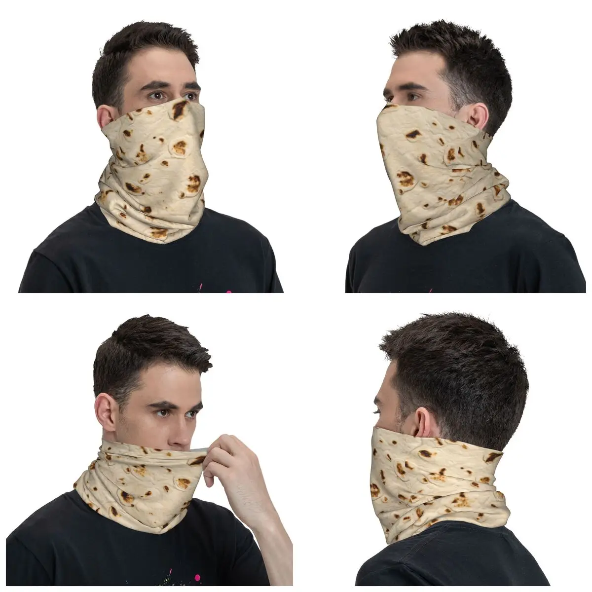 Burrito Tortilla Wrap Bandana Neck Gaiter Printed Pizza Food Naan Mask Scarf Warm Headband Outdoor Sports Unisex Adult Winter