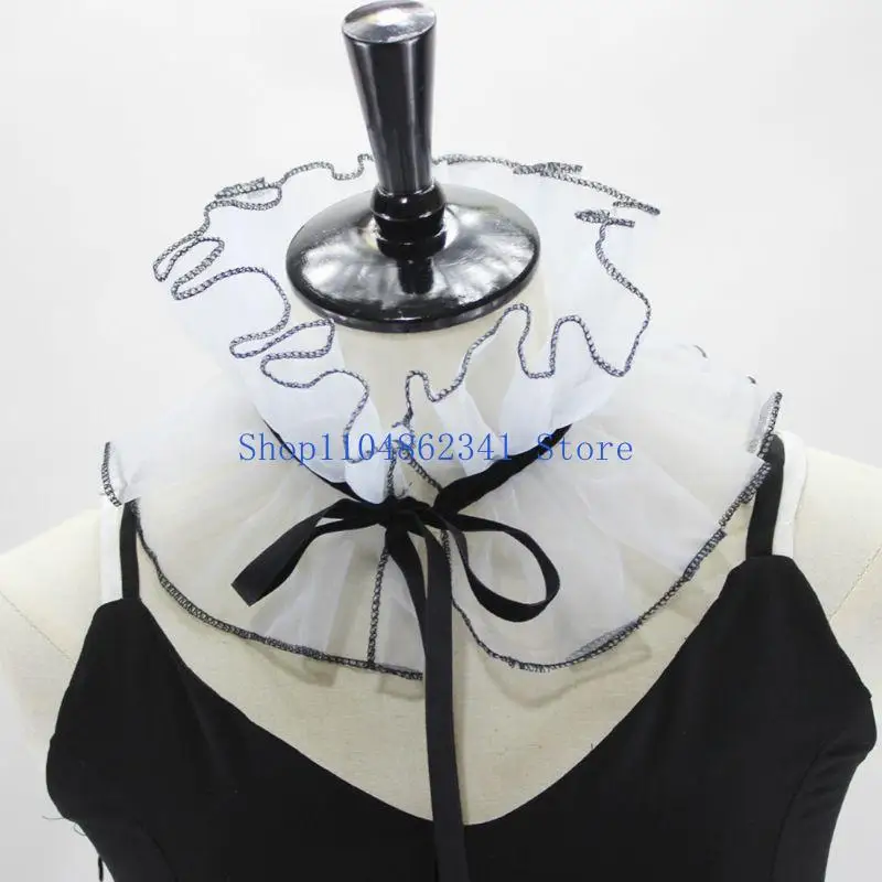 5asd Ruffled Collar Girls Clothes Accessory Victorian Collar Lapel Medieval Cosplay