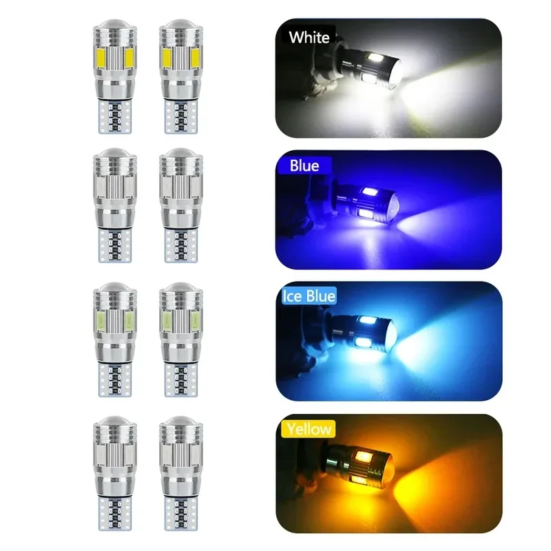 Car 5W5 LED Bulb T10 W5W LED No ERROR Signal Light Canbus 12V 6000K Auto Claerance Wedge Side Reverse Lamps 5630 6SMD Lamp