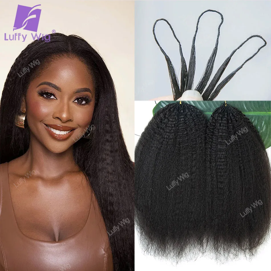 Knotless Crochet Human Hair Extensions Kinky Straight Boho Braids Pre Separated Brazilian Remy Hair With Loop For Black Women