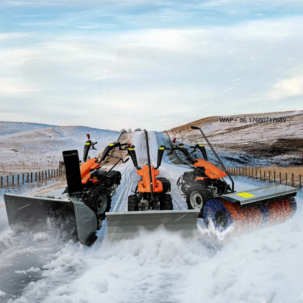 Road Sweeping and Snow Removal Machine Multi-Functional Snow Blower Road Surface Brush Double-Wheel Snow Sweeper Removal Machine
