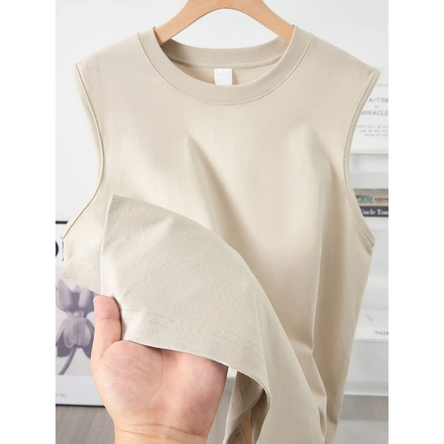 เสื้อกล้ามผ้าฝ้ายแท้ 230 กรัม รุ่น ex Fitn Sportswear ไซส์เล็ก คอตั้ง ใส่ซ้อนชั้นได้ สีขาว เสื้อซับใน แบรนด์ Naxizi