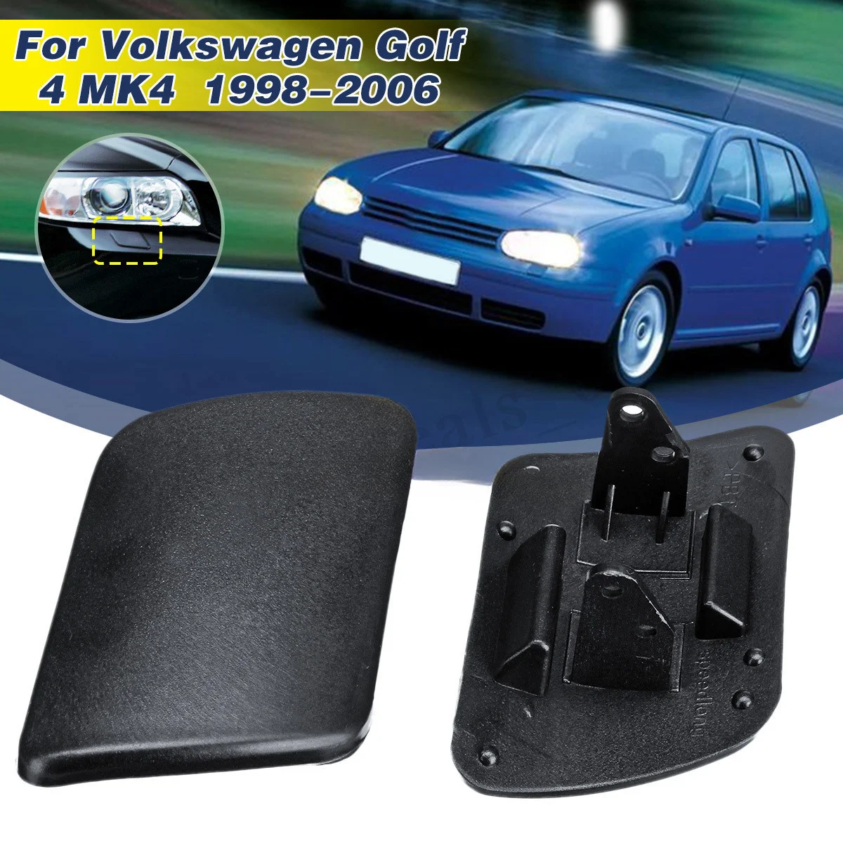 Adecuado para Volkswagen MK4 Golf 4 1998-2006 cubierta de pulverización de agua para faros delanteros cubierta de pistola pulverizadora tapón de limpieza embellecedor frontal