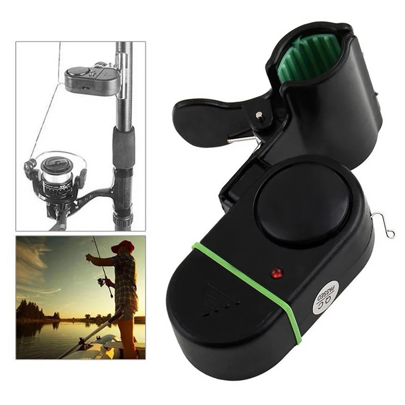 Outdoor Buzzer Fishing Tool Fishing Alarm Fish Bite Lure Alert Alarm Sound Bell LED Light Indicator Clip-on Fishing Rod