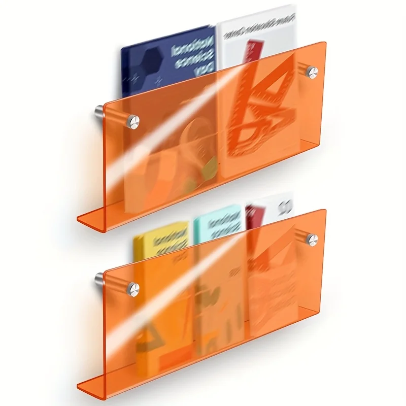 Color Acrylic Magazine Holder Brochure Rack,Record Holder Hanging Bookshelf Literature Storage Rack for Waiting Room,Home,Office