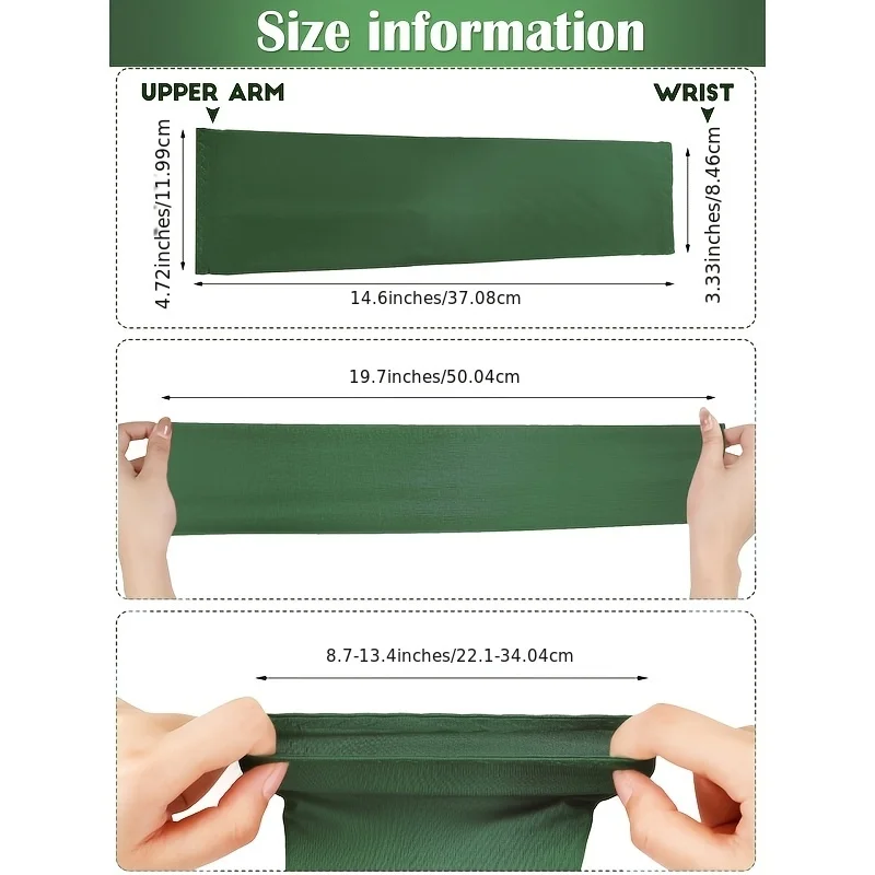 12組のユニセックスUV保護冷却アームスリーブ - ロング、通気性のあるポリエステル、アウトドアアクティビティ、ゴルフ、釣りに最適。