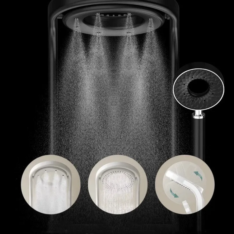 Imagem -06 - Conjunto de Torneira Termostática de Parede Branco Latão Abs Display Digital Chuva do Banheiro