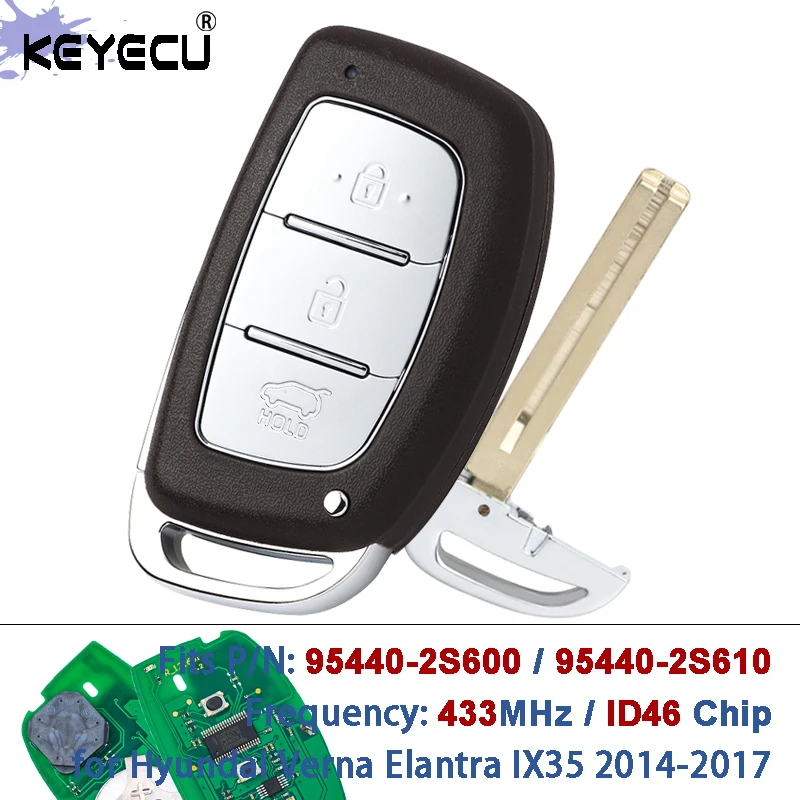 

KEYECU 95440-2S610 / 95440-2S600 433MHz ID46 Chip Smart Keyless Remote Key for Hyundai Verna Elantra IX35 2014 2015 2016 2017