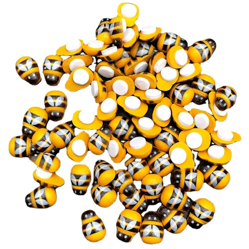 สติกเกอร์ไม้รูปผึ้งการ์ตูน 3 มิติ ชุดงานฝีมือ DIY สำหรับเด็ก สติกเกอร์สัตว์ขนาดเล็กสำหรับงานศิลปะเด็ก ของเล่นเสริมพัฒนาการ