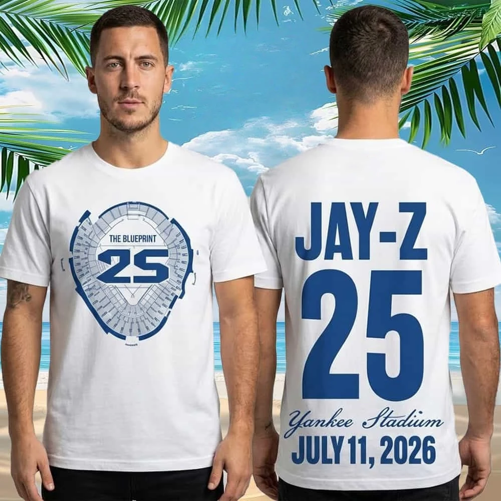 JAY Z 25th The Blueprint Yankee Stadium Tour Graphic 2026 Tshirt 100%Cotton Unisex Men‘s Women's T-Shirt Y2k Hiphop Popular Tee
