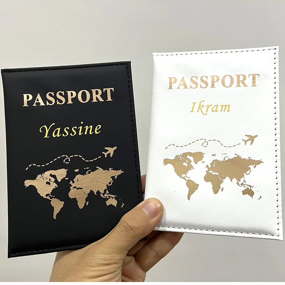 Couverture de passeport personnalisée en PU pour hommes et femmes, mignon, avion, porte-passeport personnalisé, voyage, cadeau de mariage, livraison directe, nouvelle collection