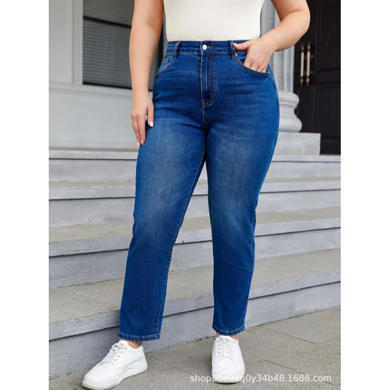 Grensoverschrijdende Europese En Amerikaanse Plus Size Denim Harembroek Fatmmslim Stretch Taps Toelopende Pantstemuamazonsheinspot Goederen