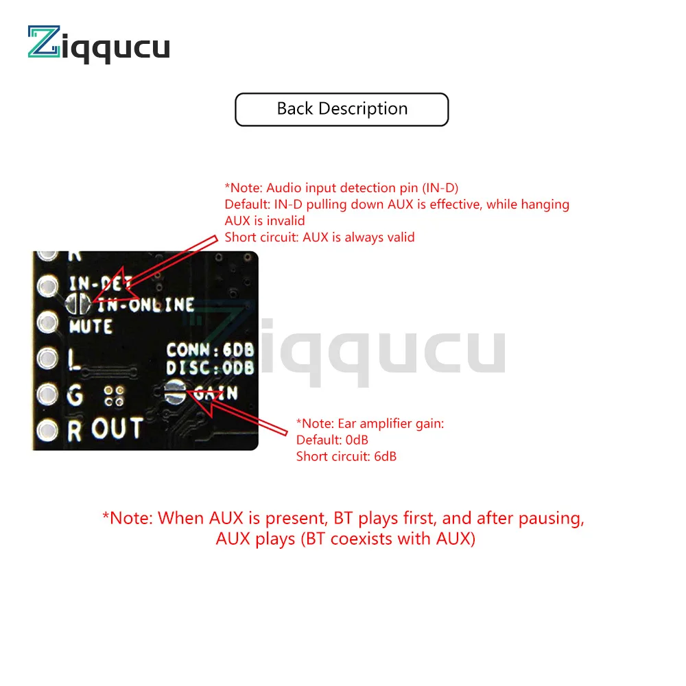 Imagem -02 - Módulo Receptor Bluetooth Qcc3031 Mudança de Nome do Aplicativo Senha eq Bluetooth 5.1 Aptxhd com Aux sem dc Bateria de Lítio