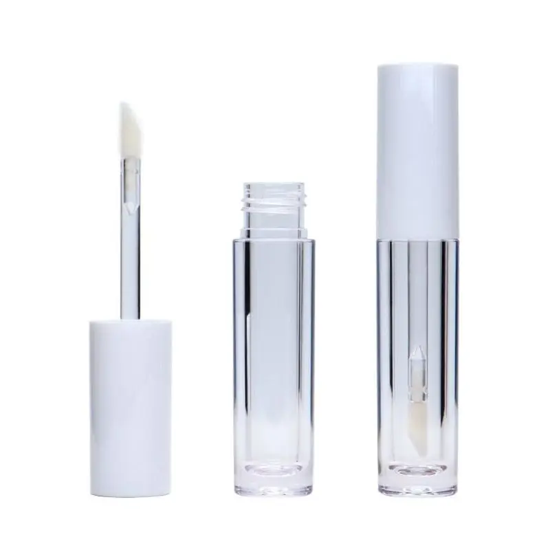 30/50pcs Tranaparent Lip Gloss Tubes White Round Cosmetic Refillable Packaging Bottle 5ml Makeup Empty Lipgloss Tube Container