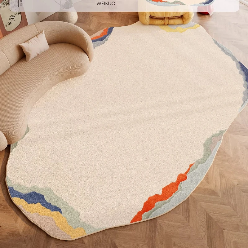 Colorful Cream Style Carpets for Living Room Light Luxury Bedroom Decor Carpet Fluffy Soft Irregular Rug Home Thicken Plush Mat