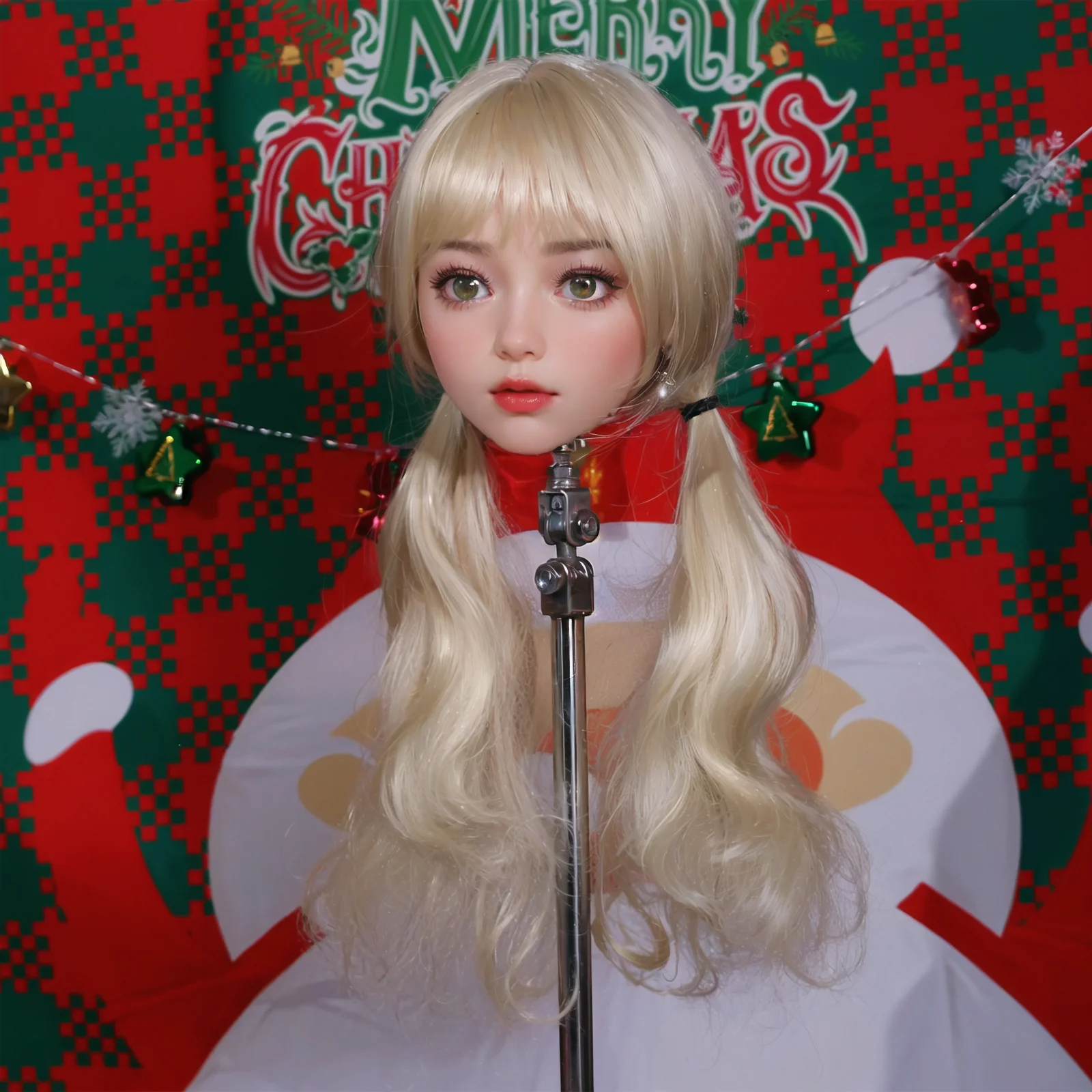 Modèle de touffet de cheveux stylisé de cheveux de dessin animé d'animal de personnage animé de style de noël, couleur de cheveux aléatoire