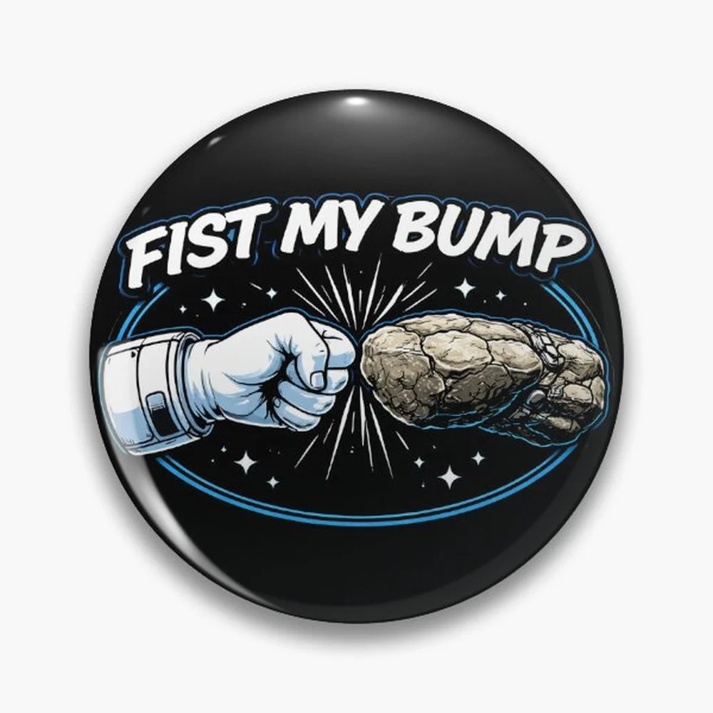 Fist My Bump Pin Holographic Star Heart Pin Brooches Laminated Button Fashion Accessory