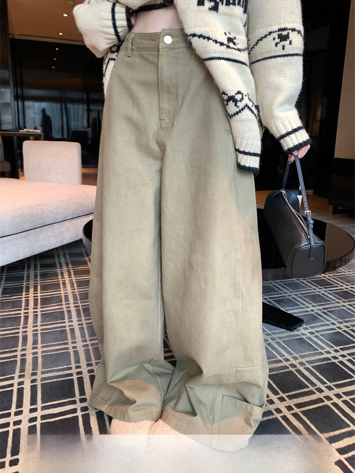 

Винтажные широкие джинсы в рабочем стиле для женщин, свободные повседневные брюки прямого кроя, удобные, дышащие, на все сезоны