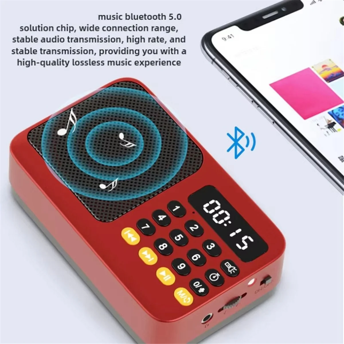 AAAL راديو FM محمول صغير في حالات الطوارئ قابل لإعادة الشحن هام بلوتوث صندوق الصوت مكبر صوت كلاسيكي صغير مشغل Mp3 أ