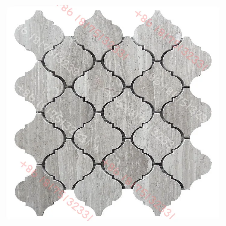

Modern Design Wooden White Arabesque Polished Floor and Wall Marble Mosaic