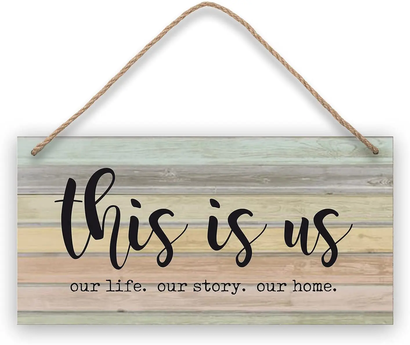 SOULEAK This is Us Our Life Our Story Our Home Wooden Sign, Rustic Wood Wall Decor, Inspirational Small Wood Plaque Sign