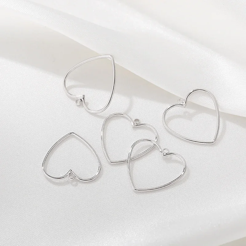 10Pcs Copper Hollow Out Heart Charms Pendant Resin Frame Mold Open Bezel For Diy Earrings Necklace Jewelry Making Accessories