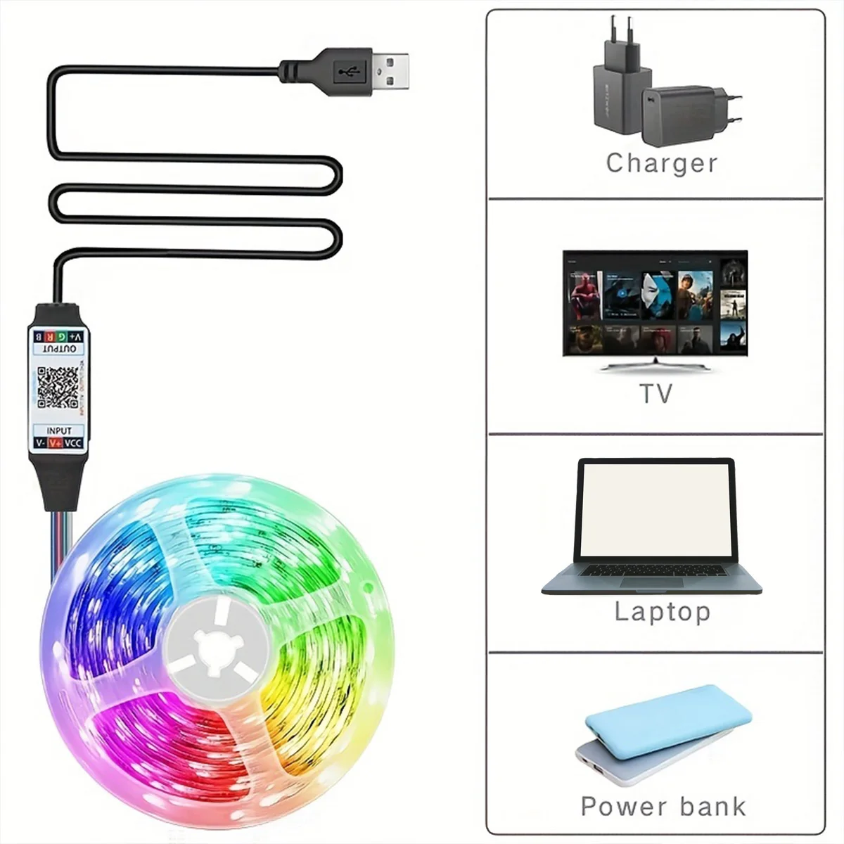 1M/3M/5M Bluetooth App Control 5V LED Light String Computer Desk DIY Backlight 5050 RGB Tape Home Decoration Lights Strip