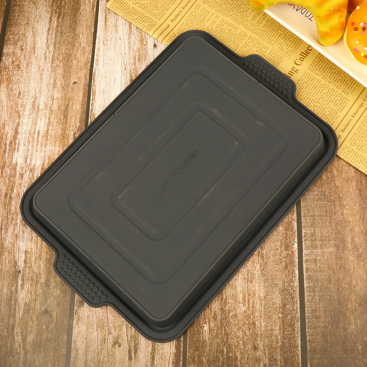 Cake Tray Premium Baking Plate Bread Biscuit Tray Black Handle Portable Storage for Home Store Kitchen - Detail 1