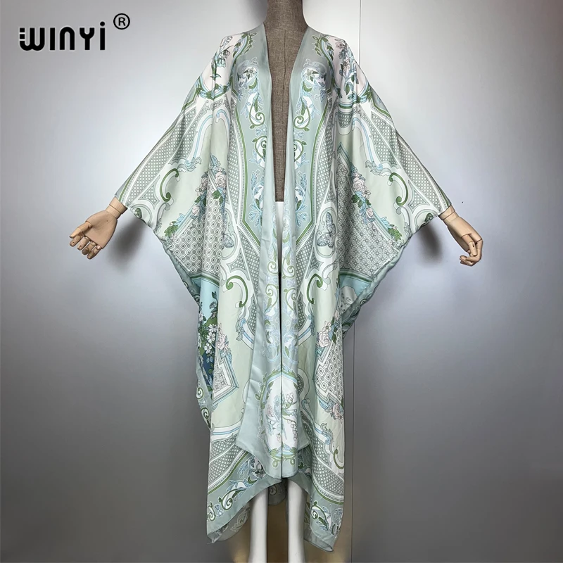 WINYI böhmischer Kimono, lockere Strickjacke, Strand-Outfits, Damen-Abendkleid, langer Daunenmantel, Maxikleid, luxuriöse Strandmode