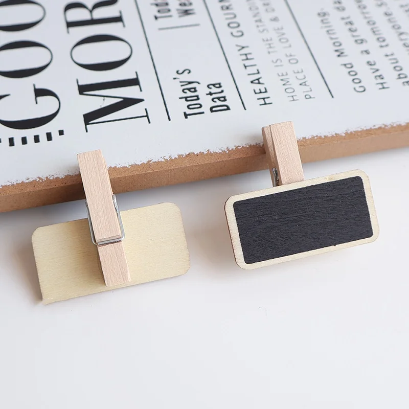 Bview Art 10pcs Mini Wooden Chalkboard Clip - Price Tag Display Holder & Memo Note Clamp for Retail Store