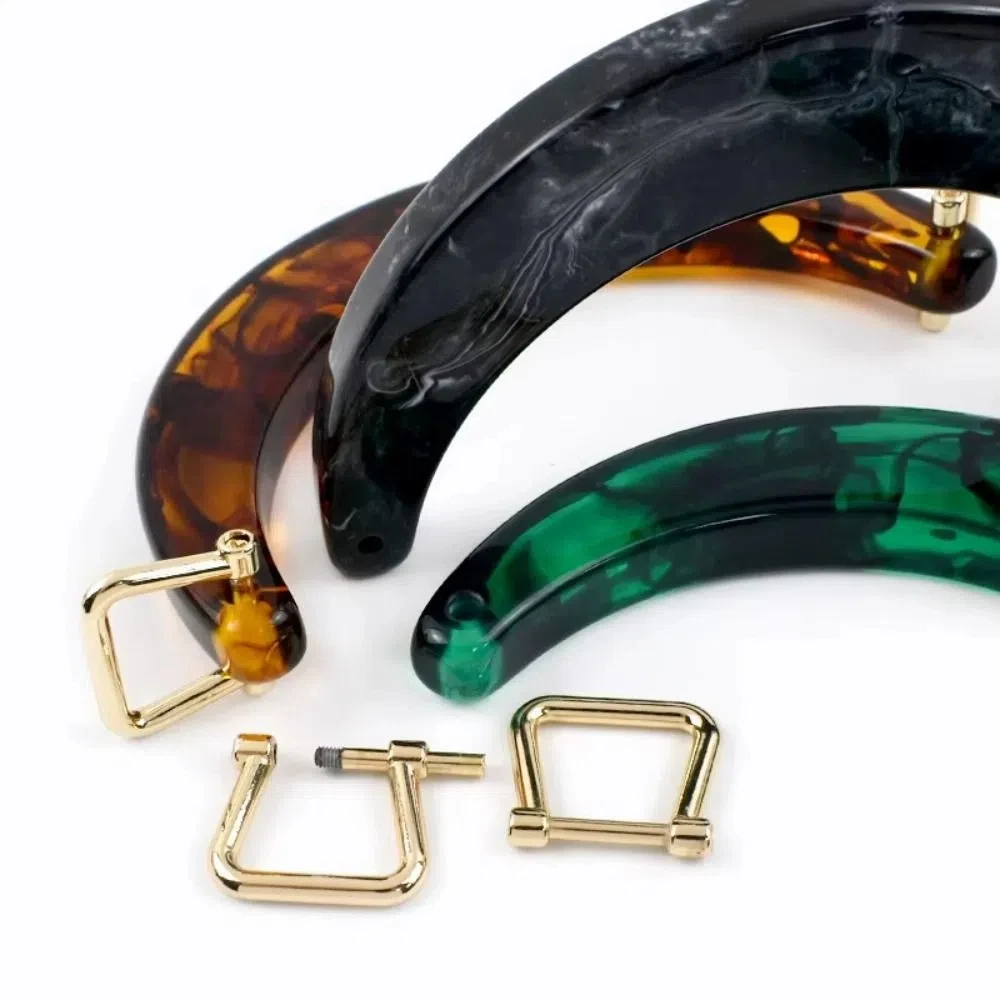 

Fashion Resin Women's Bag Handle Amber Semi-circular Handbag Handles Acrylic U-Shaped Tote Grip DIY Handmade Craft Bags