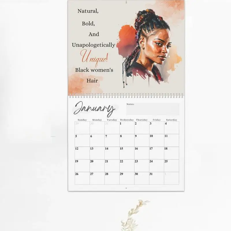 Black Girl Wall Calendar 2025 Daily Planner Calendar African Black Women Wall Spiral Black Girl Calendar For Classroom Dormitory