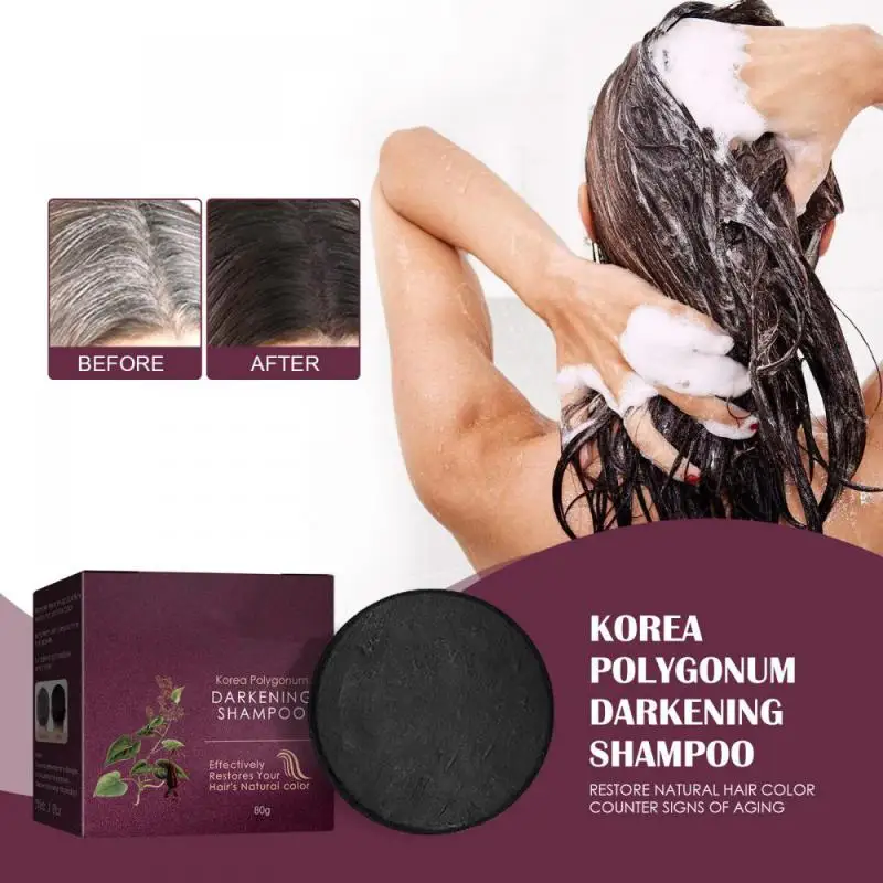 Jabón para oscurecer el cabello, barra de champú, acondicionador, tratamiento hidratante, tinte coreano de bambú gris, cosméticos, Color de reparación de cabello blanco