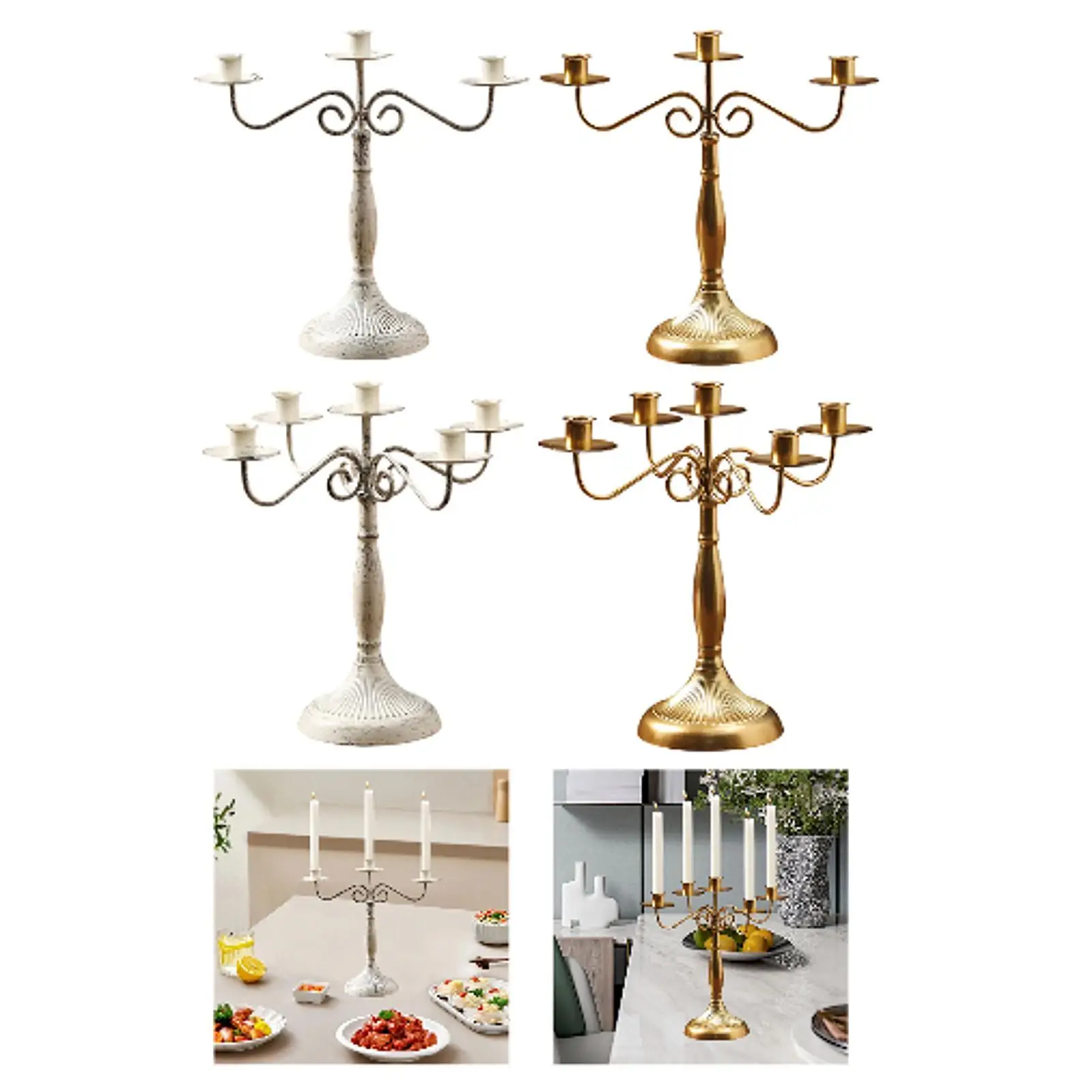 Multi Arm Candelabra Candelabrum Candlestick Holder Tapered Candle Holder for Club Mantel Christmas Housewarming Valentine's Day