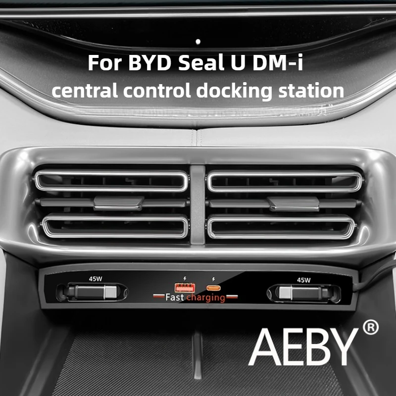 AEBY Für BYD Seal U DM-i 2020-2025 Auto Center Konsole Dock, USB C Hub Schnelle Ladegerät Adapter für Telefon GPS Dash Cam Zubehör