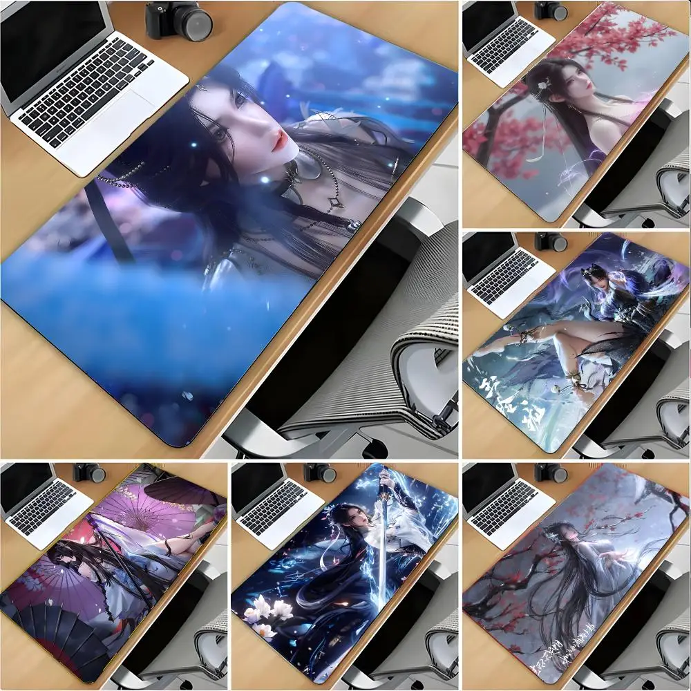 Competitive Character J-Ji Yingying Mouse Pad Large Mouse Pad Desk Mat Non‑Slip Gaming Board Game Mat with Stitched Edges