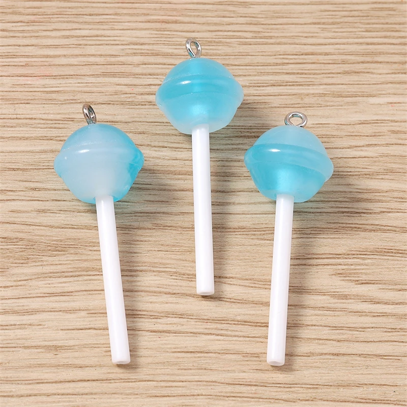 

10pcs 15x47mm Cute Resin Food Lollipop Charms Pendants for Jewelry Making Drop Earrings Necklaces Keychain DIY Craft Accessories