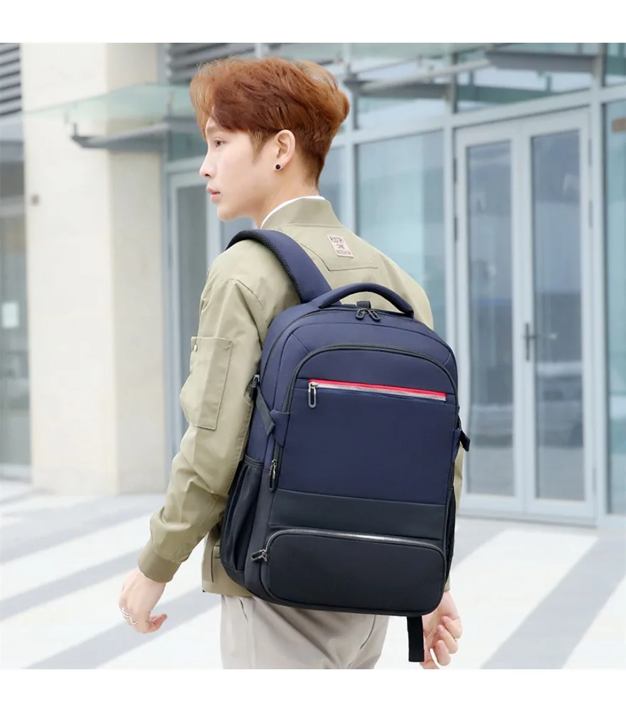 

College student schoolbag solid color summer backpack large capacity multi-functional backpack simple