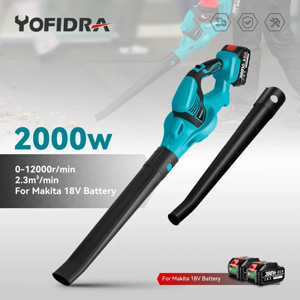 Yofidra High Powerful Electric Air Blower for Makita 18V Battery Handheld Cordless Leaf/Snow/Dust Blowing Blower Garden Tool