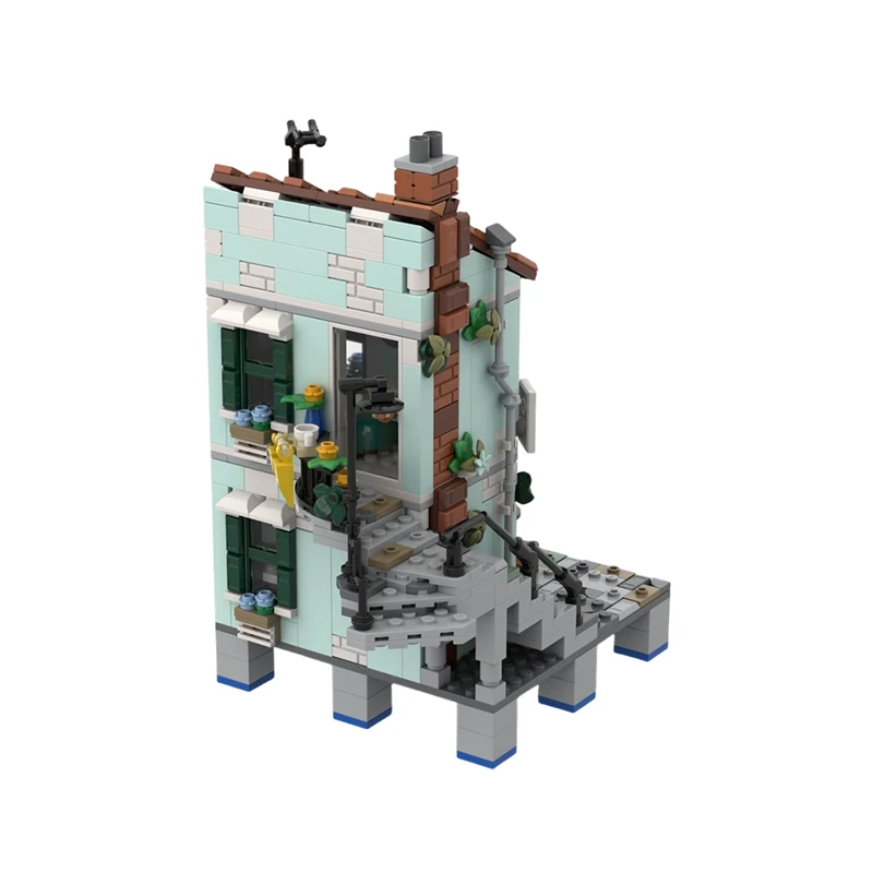 630PCS MOC-238547 작은 베이커리 거리 풍경 도시 건축 모델 블록 브릭 데스크탑 장식 창의적인 장난감 선물