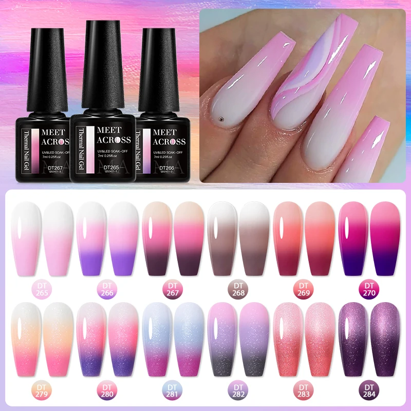 Set Thermal Gel Nail Polish 3 Layers Temperature Color Changing Nail Polish Semi Permanent Soak Off UV Glue Nail Art Gel Polish