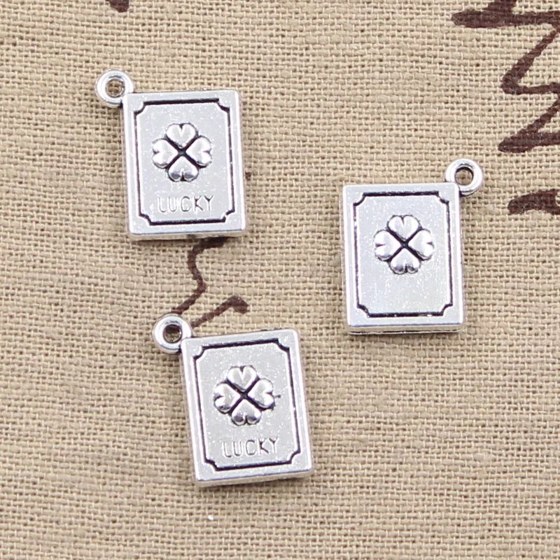 10szt Charms Lucky Clover Book 15x13x3mm Antique Silver Color Pendants DIY Crafts Making Findings Ręcznie robiona biżuteria tybetańska