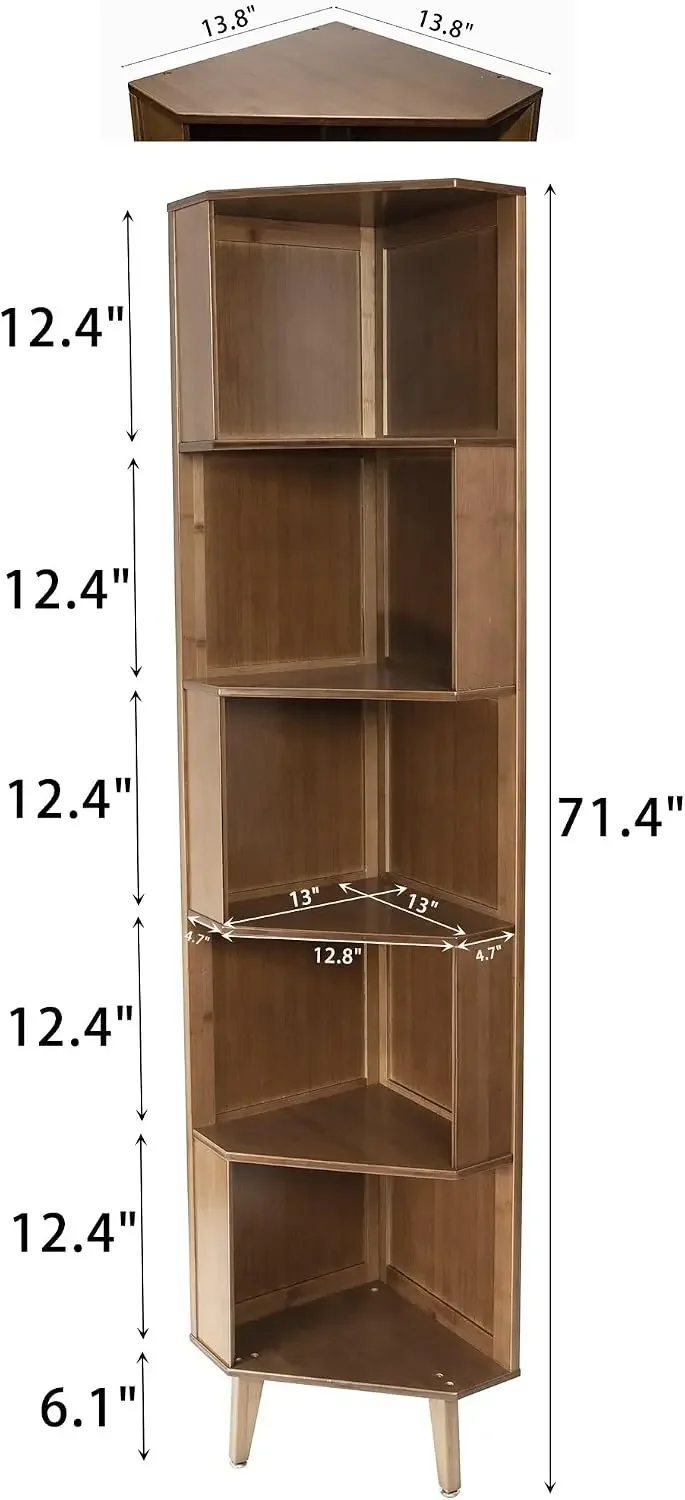 5-Bookcase Industrial Cube Shelf Corner Bookshelf Display Storage Tall Multifunctional Stand for Home Office Living Room Decorat