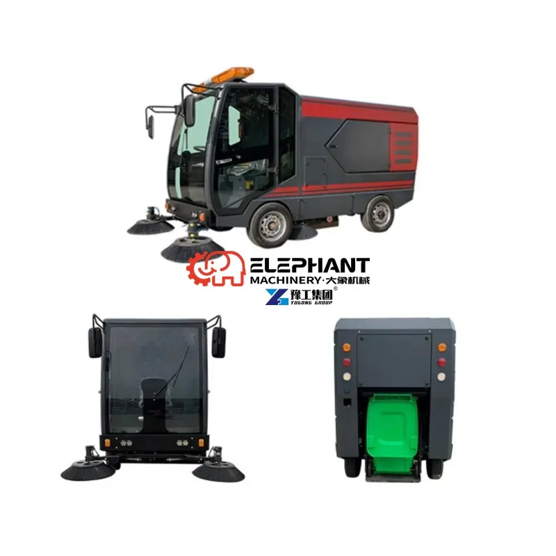 Four Wheels Lithium Battery Road Sweeper Truck, Hanging Bucket Design Ride-on Sweeper, Efficient Dust & Garbage Cleaning Machine