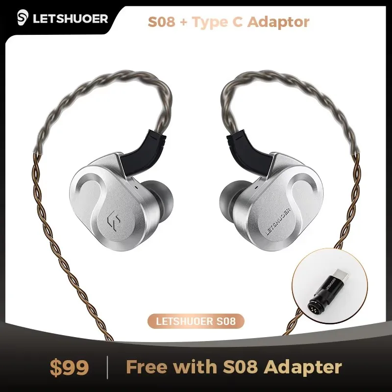 Letshuoer S08 четвертого поколения наушники-вкладыши с двойной катушкой 13 мм плоский магнитный драйвер HiFi проводные наушники-вкладыши