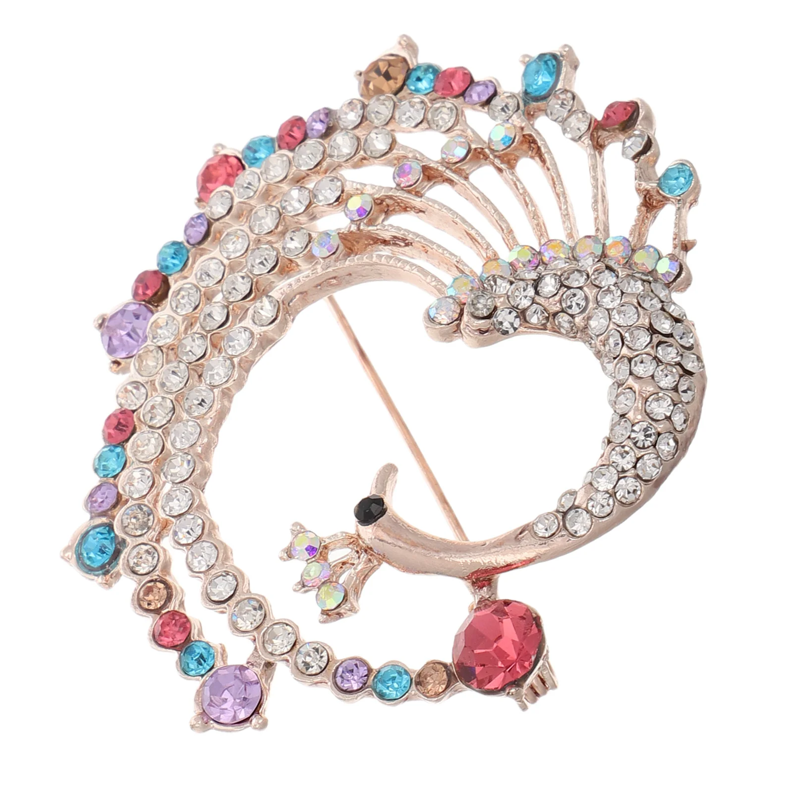 حجر الراين الطاووس بروش دبوس تألق أناقة تصميم فريد من نوعه الطيور الحيوان دبابيس طوق التلبيب دبوس لفساتين شالات