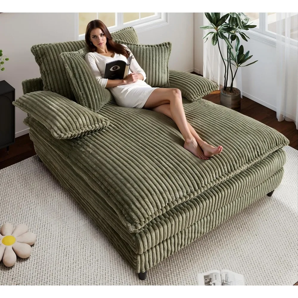 

Chaise Lounge Chair Indoor,54.8" W Sofa Bed with Adjustable Backrest,Comfy Deep Seat Sleeper Couch Reading Chairs,Cloud Sofas Co