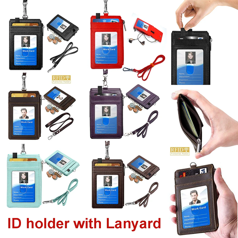 Bloqueio Bus Pass Case com Neck Lanyard, Waterproof Employee ID Cover, Nome Badge Holder, Titular do cartão de crédito, Case