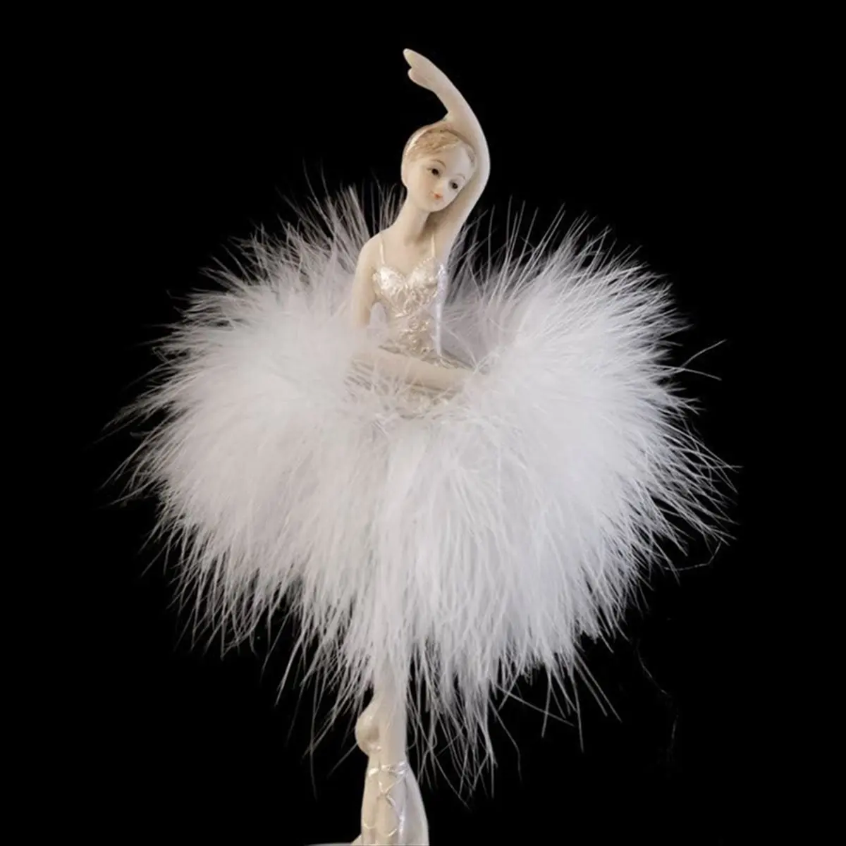 REST  Skirt Rotating Music Box Figurine, Manual Control Dancing Girl Musical Box for Girls, White